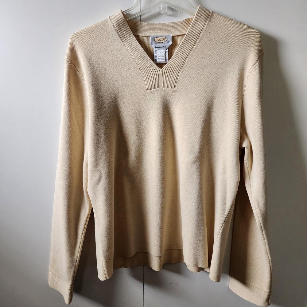 Talbots Egyptian cotton mix long sleeve v neck ribbed sweater
